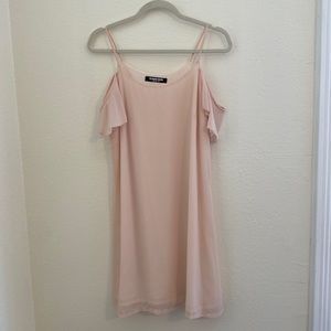 Blush/ light pink flutter sleeve dress